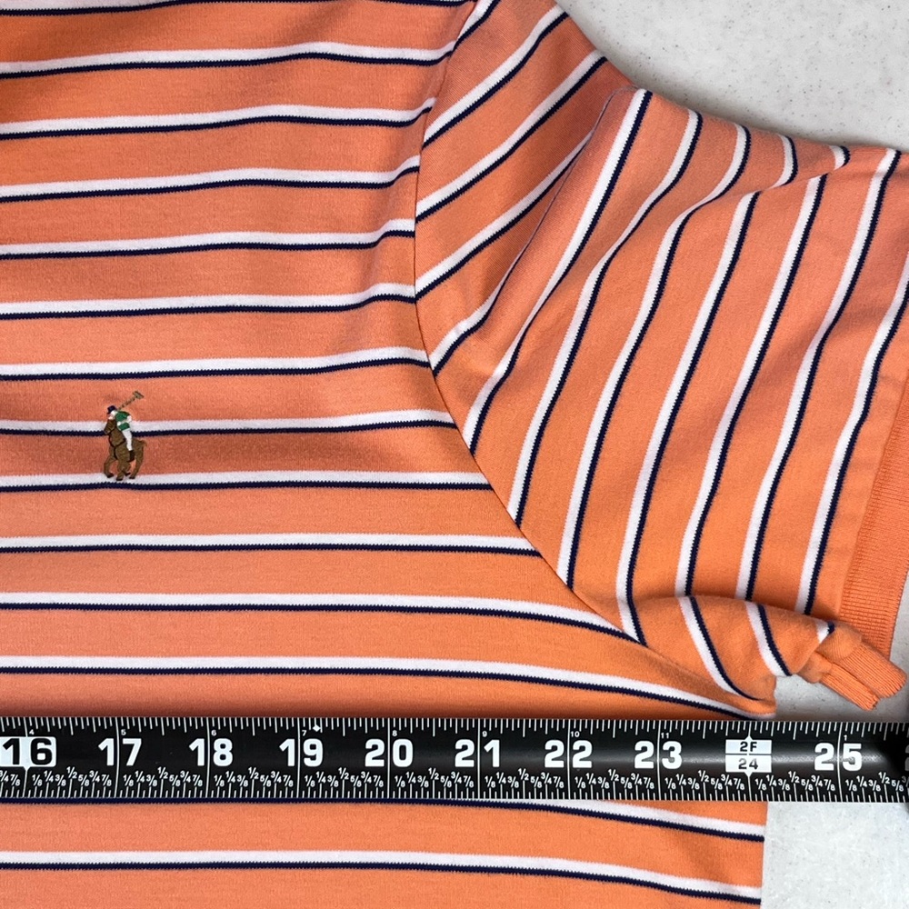 Polo Ralph Lauren Men’s Pima Soft Touch Orange w/ White & Blue Stripes Polo. XL. - Picture 6 of 10